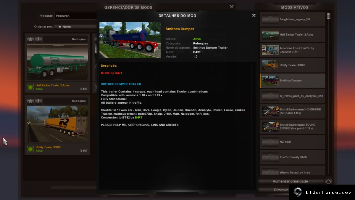 Обложка мода: Smithco Dumper Trailer – автономные трейлеры в трафике ETS2