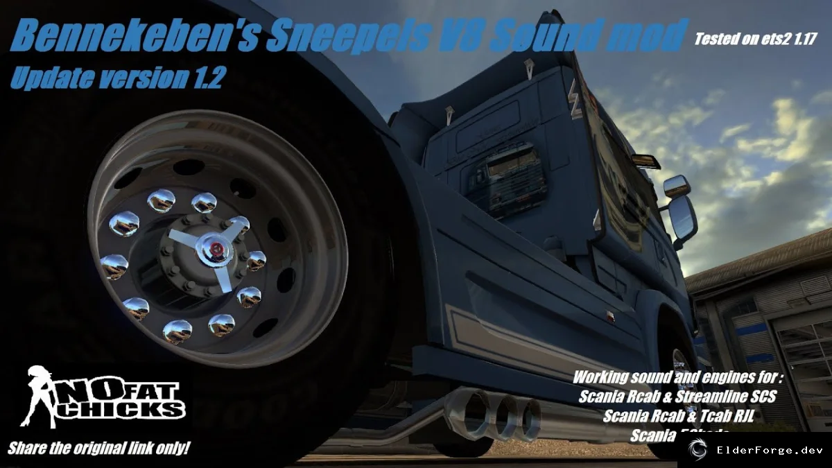 Обложка мода: Sneepels V8 Sound Mod для Scania в Euro Truck Simulator 2 (ETS2) – версия 1.2