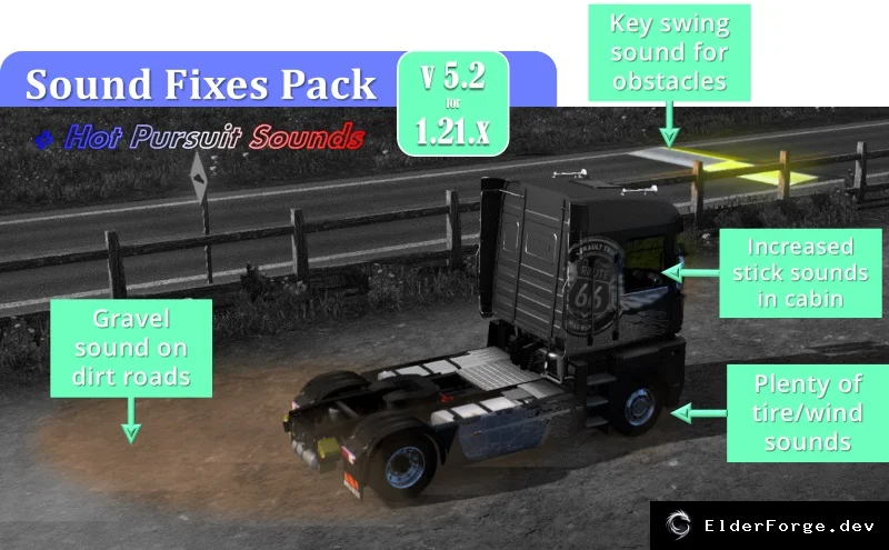 Обложка мода: Sound Fixes Pack + Hot Pursuit Sounds для Euro Truck Simulator 2 (v5.2)