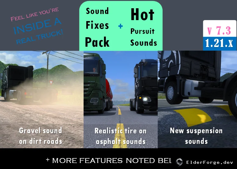 Обложка мода: Sound Fixes Pack + Hot Pursuit Sounds для Euro Truck Simulator 2 v7.3