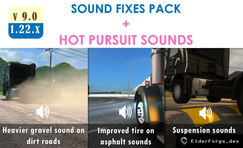 Обложка мода: Sound Fixes Pack + Hot Pursuit Sounds для Euro Truck Simulator 2 v9.0