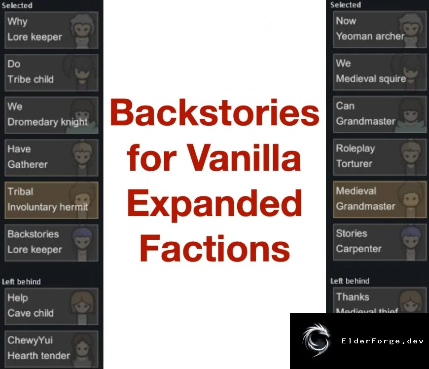 Средневековые предыстории для Vanilla Factions Expanded – RimWorld