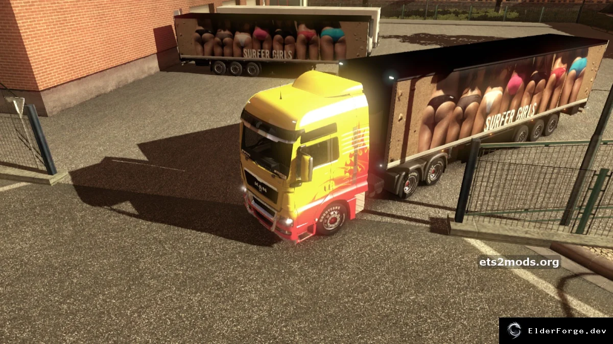 Обложка мода: Super Girls Trailer для Euro Truck Simulator 2 – яркий прицеп в ETS2
