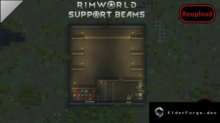 Support Beams – проходимые опорные балки для RimWorld