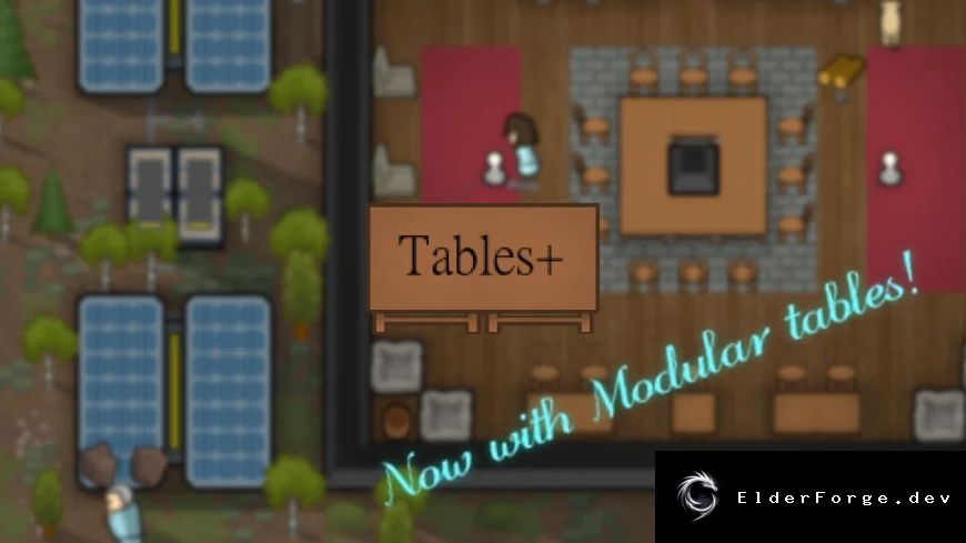 Tables+ — разнообразные столы и скамейки для RimWorld