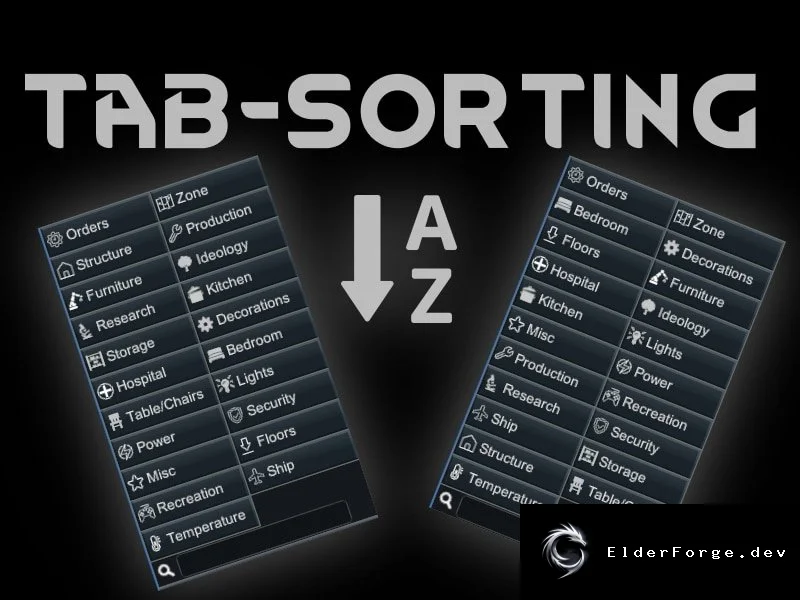 Tab‑Sorting – упорядочивание мебели и построек в RimWorld