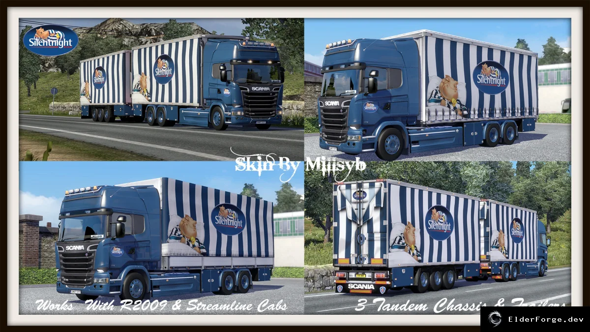 Обложка мода: Tandem Skin Pack для Euro Truck Simulator 2 – новые скины Scania R2009 и Streamline