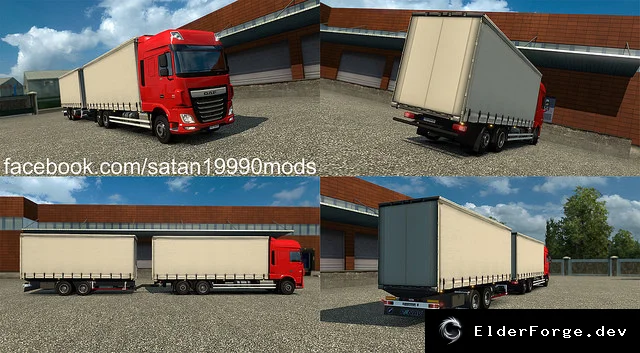 Обложка мода: Тандемное шасси DAF Euro6 + прицепы – шаблоны скинов для ETS2