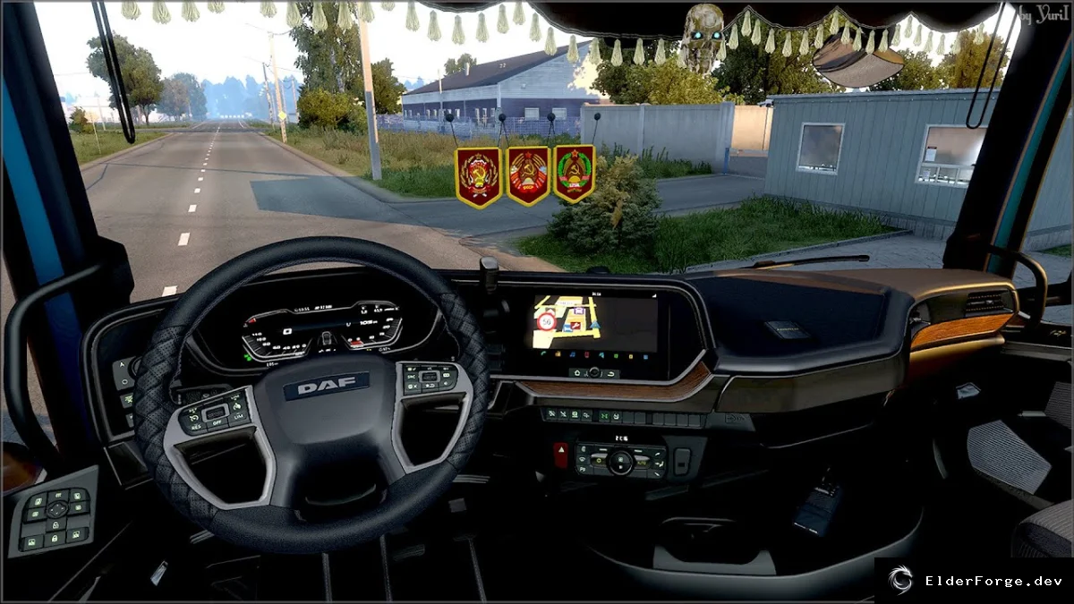 Темно-коричневый салон DAF XG 2021 для Euro Truck Simulator 2 (v1.40‑v1.41)