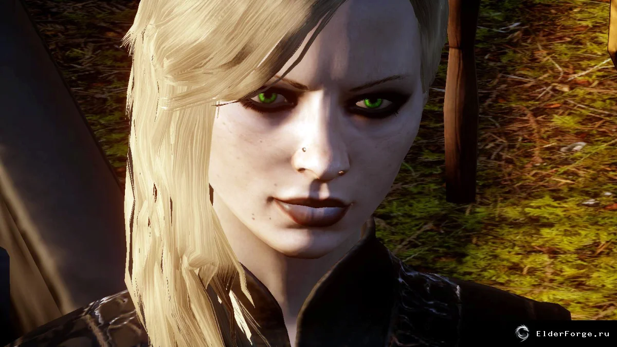 Обложка мода: Тёмный макияж и пирсинг для женского персонажа в Dragon Age: Inquisition
