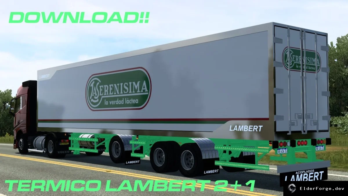 Обложка мода: Termico Lambert 2+1 Trailer for Euro Truck Simulator 2 – Autonomous, Skin‑Ready (v1.43.x)