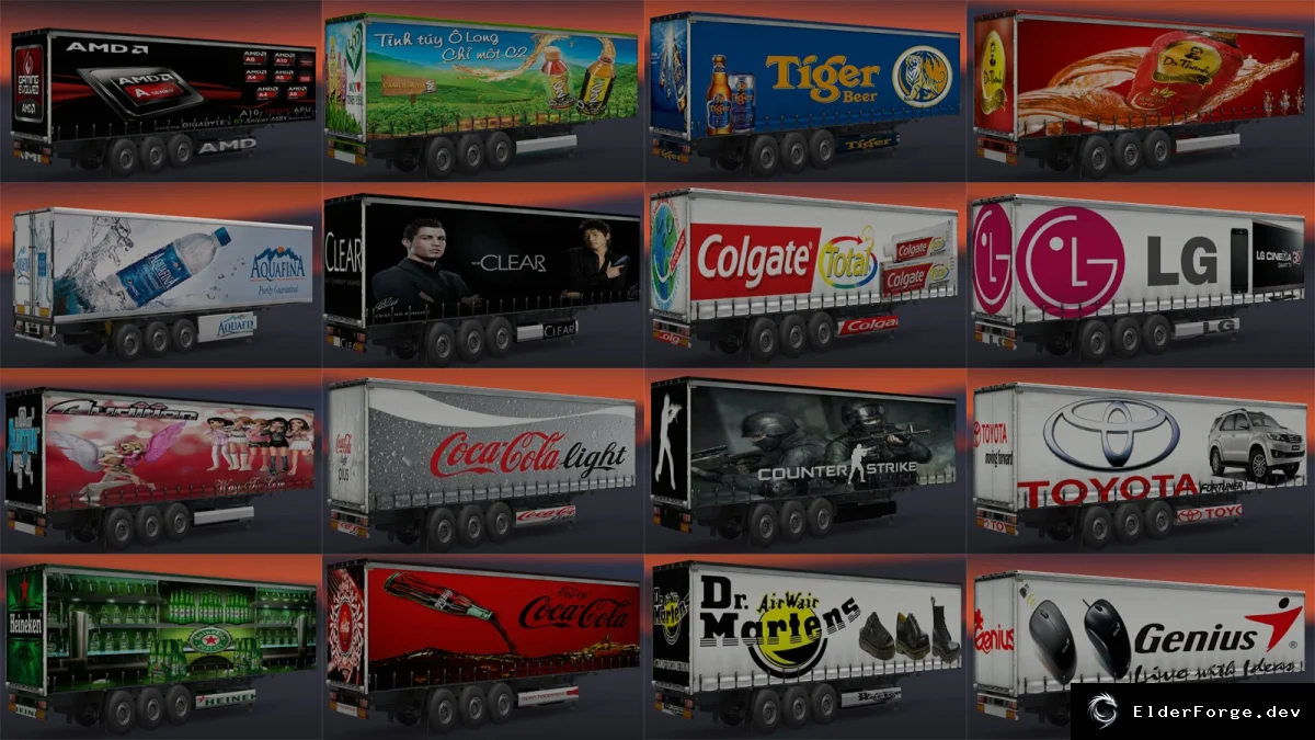 Обложка мода: Thalken Trailer Pack v1.2 для ETS2 (версии 1.19‑1.20) – брендовые прицепы
