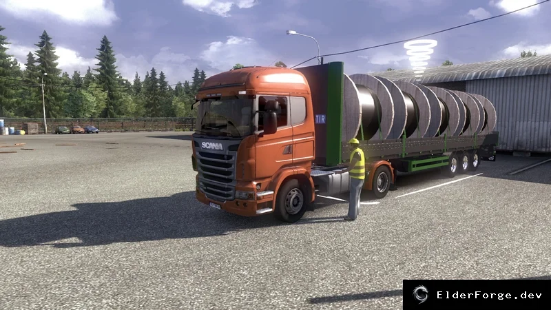 Обложка мода: Тяжёлый прицеп Kabeltrommel с большими барабанами – мод для Euro Truck Simulator 2