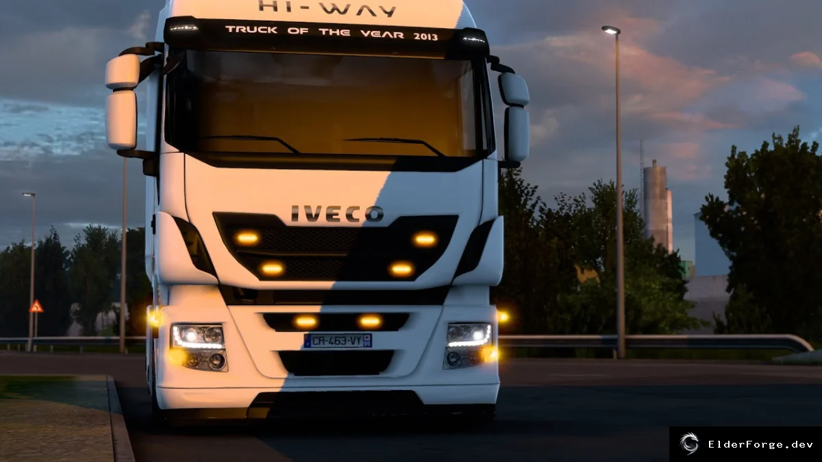 Обложка мода: Тюнинг мод для Iveco HiWay в Euro Truck Simulator 2 – светодиоды и низкорамное шасси