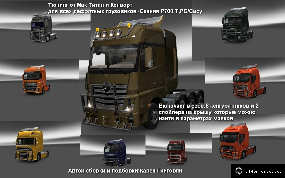 Обложка мода: Тюнинг от Мак Титан и Кенворт для всех грузовиков в Euro Truck Simulator 2