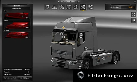 Обложка мода: Тюнинг Renault Premium для Euro Truck Simulator 2 – новые детали и внешний вид