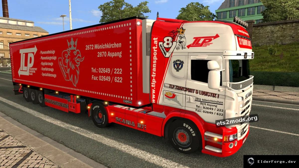 Обложка мода: TLP Transport Logistik Combo – трейлер Chereau и скин Scania RJL для ETS2