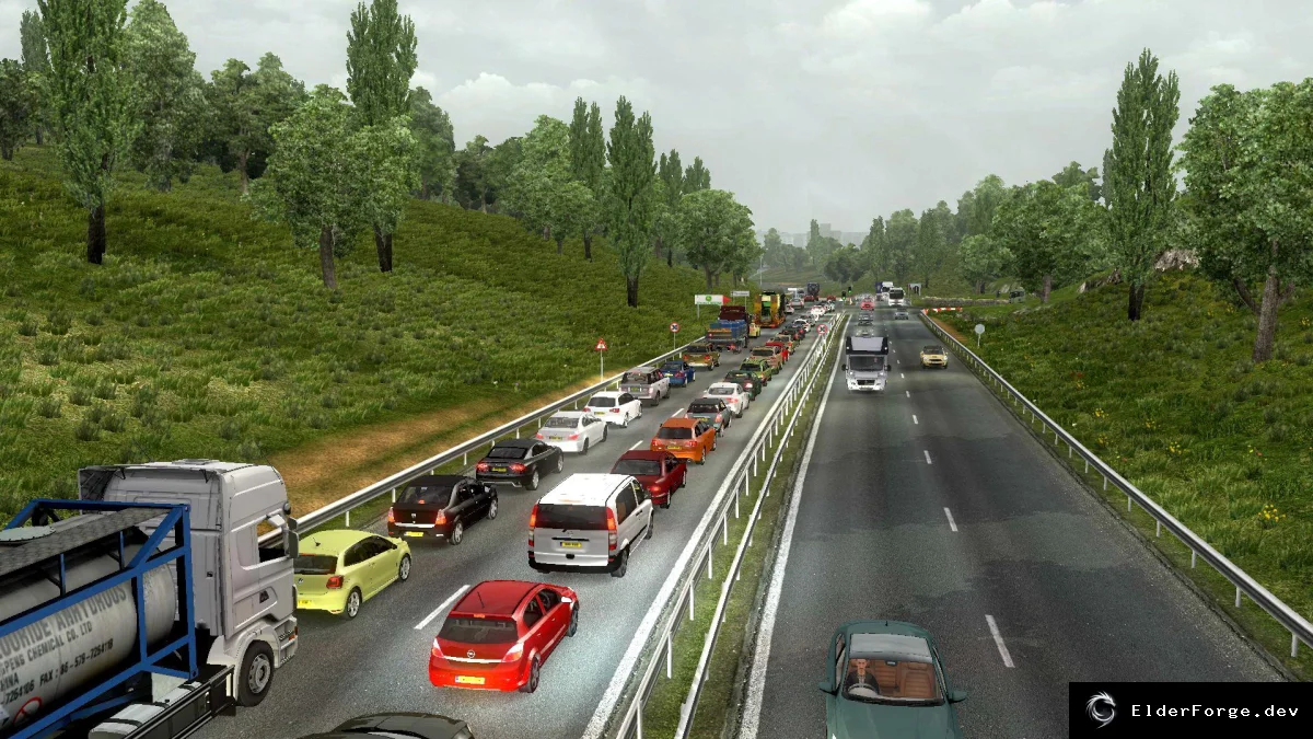 Обложка мода: Трафик для Euro Truck Simulator 2 – интенсивные пробки и аварии (v0.1, 1.41.x)