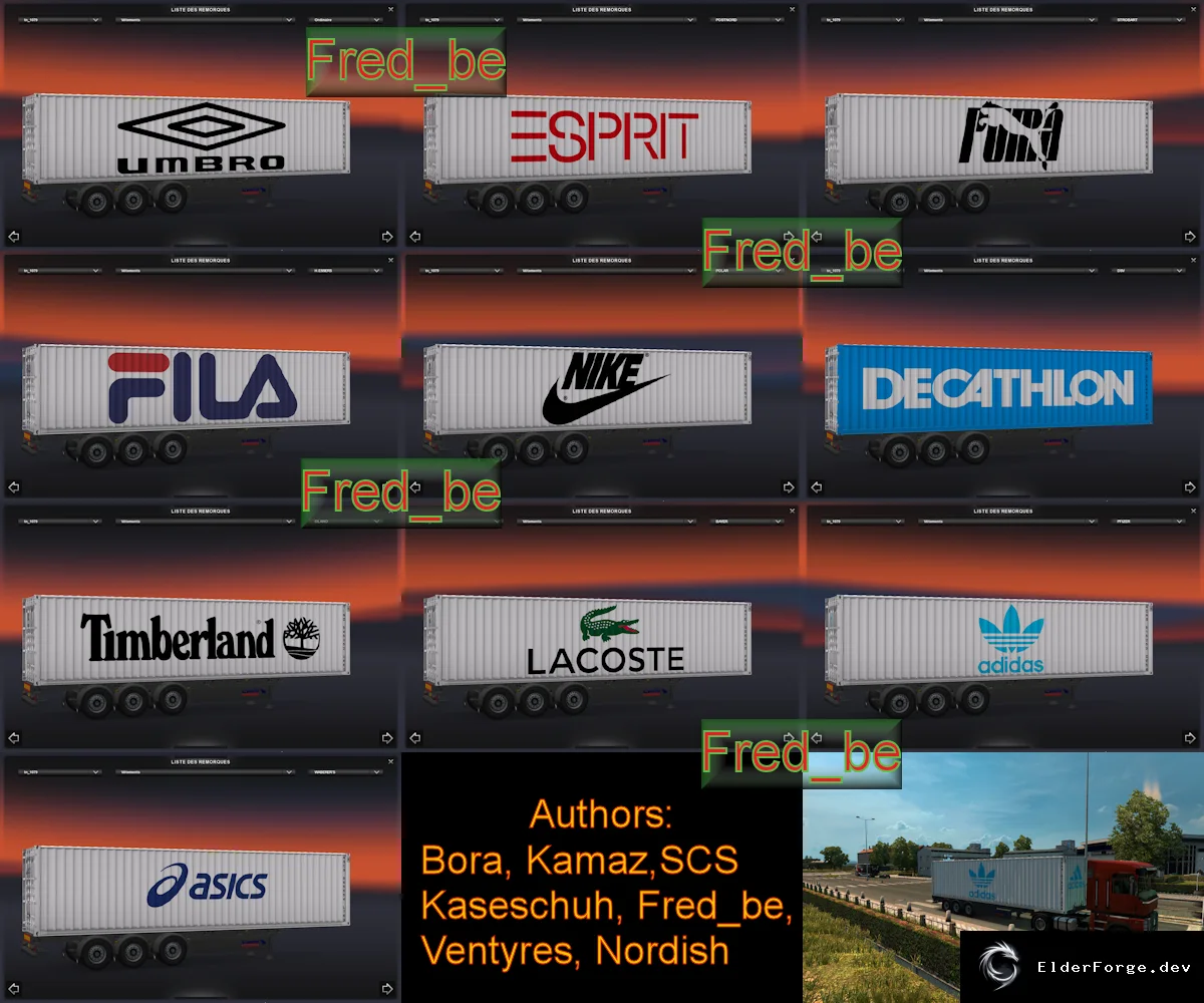 Обложка мода: Trailer Pack Container 40ft X2 для Euro Truck Simulator 2 – 10 фирменных трейлеров