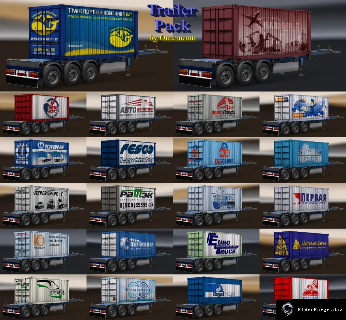 Обложка мода: Trailer Pack Containers 2.0 – 22 новых контейнерных прицепа для Euro Truck Simulator 2