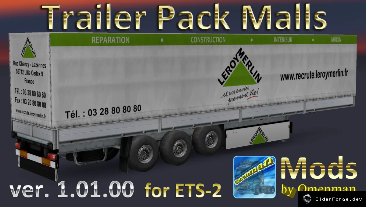 Обложка мода: Trailer Pack Malls – прицепы с фирменными скинами торговых центров для Euro Truck Simulator 2