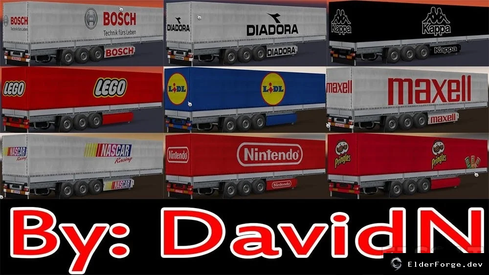 Обложка мода: Trailer Pack от DavidN – 40 прицепов в 5 пакетах для Euro Truck Simulator 2