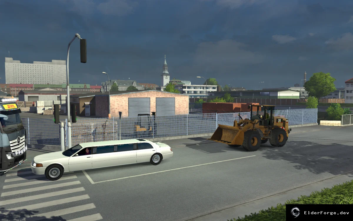 Обложка мода: Трактор Caterpillar в трафик для Euro Truck Simulator 2 (версии 1.11‑1.18)