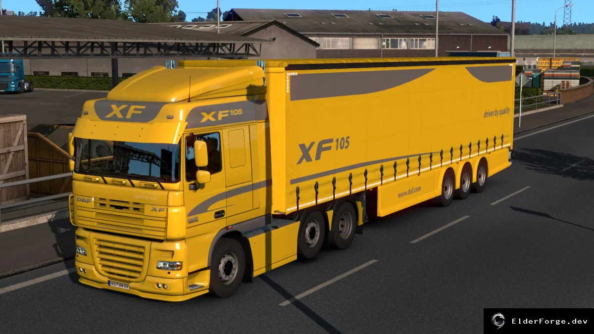 Обложка мода: Трейлер CurtainSide для Euro Truck Simulator 2 – 10 скинов, продвинутая сцепка и анимация