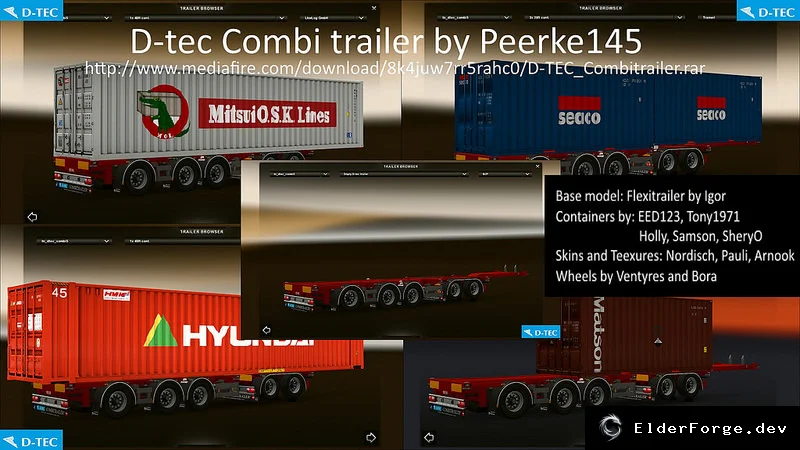 Обложка мода: Трейлер D‑Tec Combi для Euro Truck Simulator 2 – контейнеры 20‑45 футов