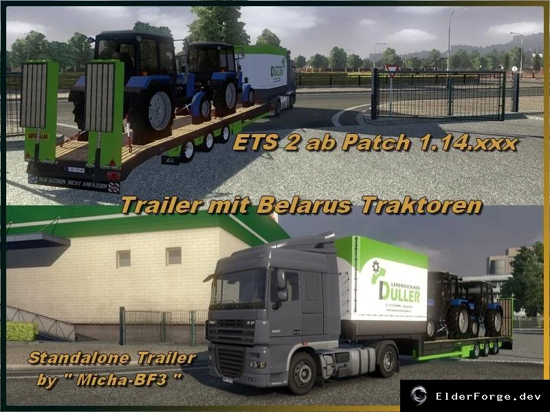 Обложка мода: Трейлер с двумя тракторами «Беларусь» для Euro Truck Simulator 2 v1.0