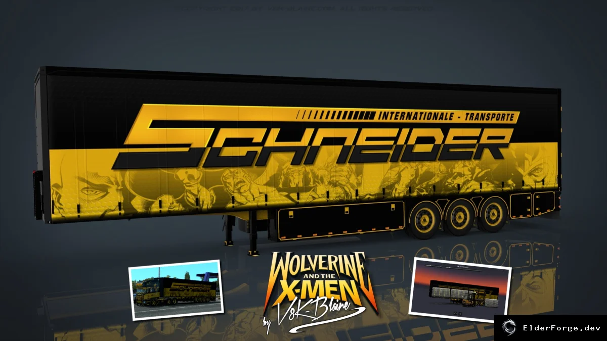 Обложка мода: Трейлер V8K Wolverine для Euro Truck Simulator 2 – автономный с анимацией и подъемными осями