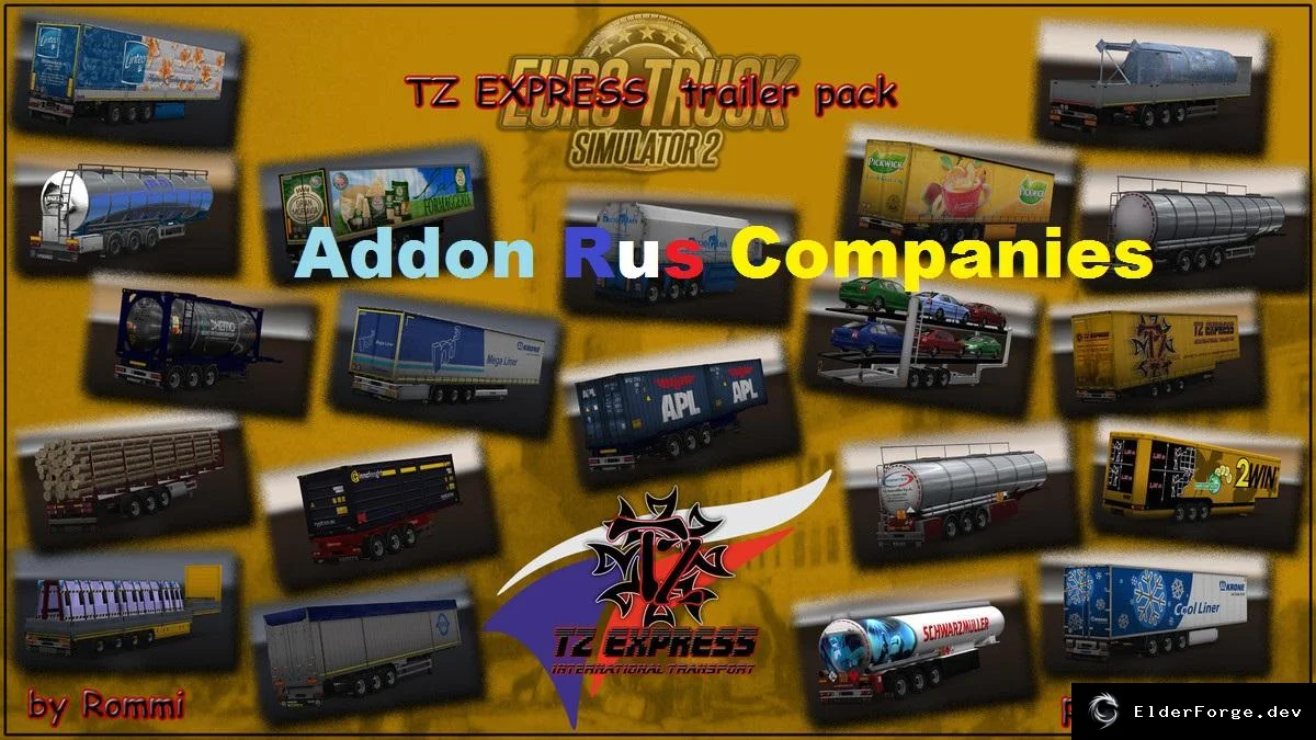 Обложка мода: TZ‑Trailers для русских компаний в Euro Truck Simulator 2 – V1.0