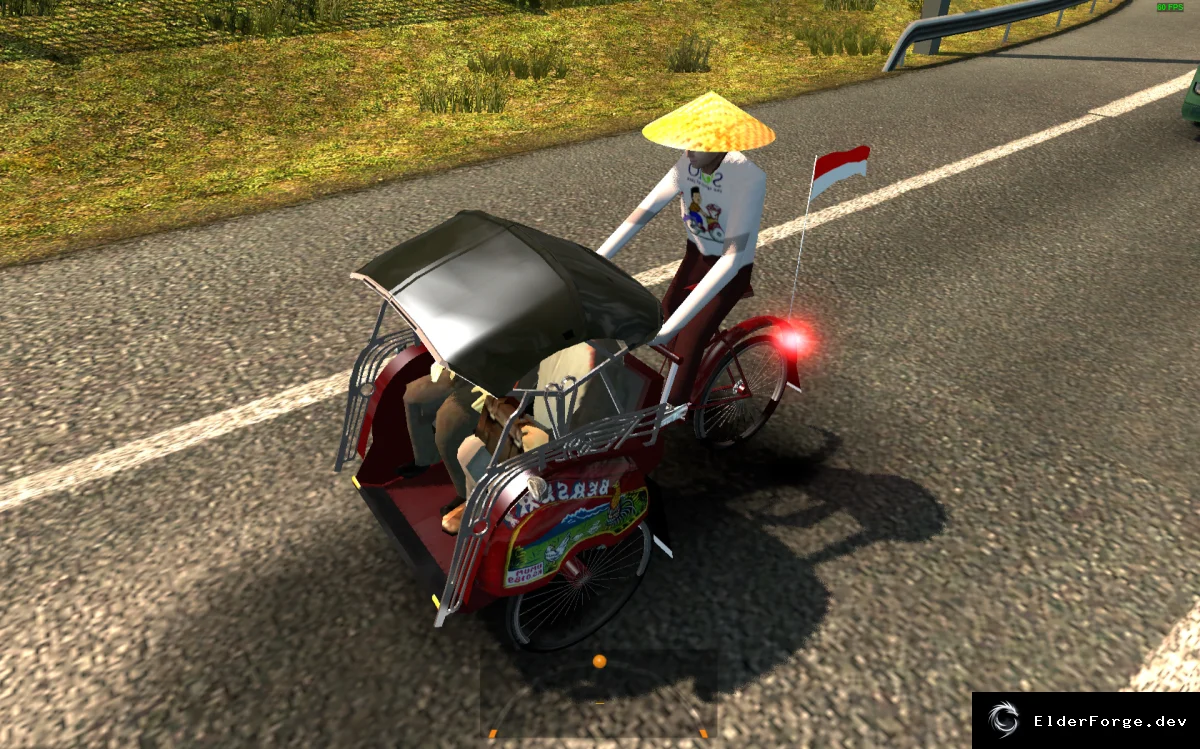 Обложка мода: ВелоРикша в трафике для Euro Truck Simulator 2 – реалистичный трехколесный транспорт
