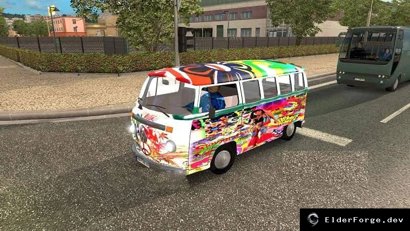 Обложка мода: Volkswagen Hippie Van v2 – микроавтобусы в трафик ETS2 1.35