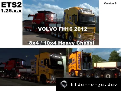 Обложка мода: Volvo FH16 2012 8x4 и 10x5 – мод для Euro Truck Simulator 2 (ETS2) v8.0