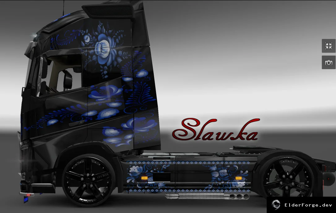 Обложка мода: Volvo FH16 2013 Black Gzhel – новый скин для Euro Truck Simulator 2