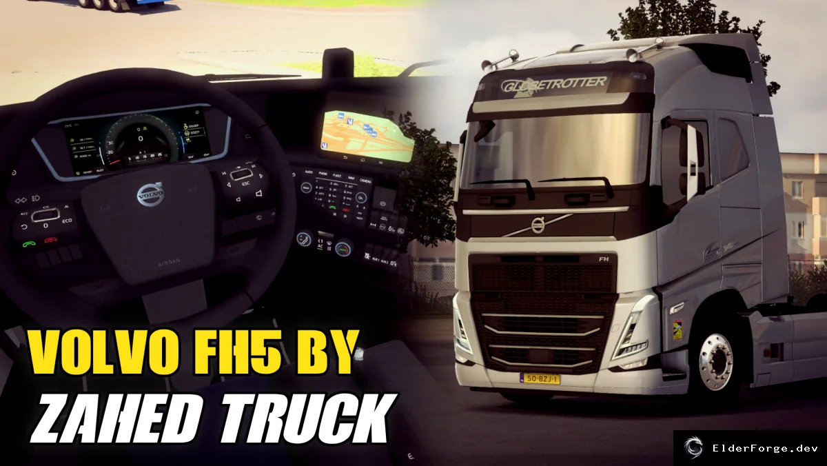 Обложка мода: Volvo FH5 в Euro Truck Simulator 2 – новые кабины, шасси и тюнинг