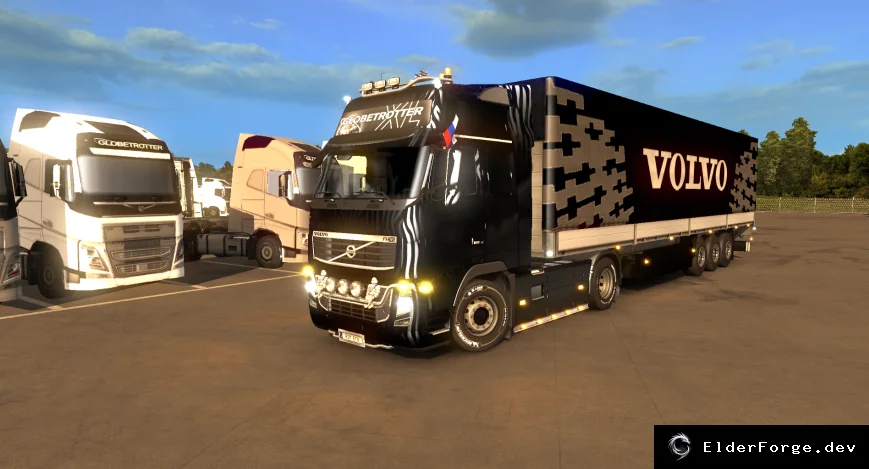 Обложка мода: Volvo Trailer для Euro Truck Simulator 2 – улучшенная сцепка и подъемные оси