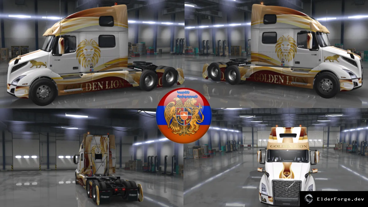 Обложка мода: Volvo VNL 2018 Golden Lion – премиум‑скин для Euro Truck Simulator 2