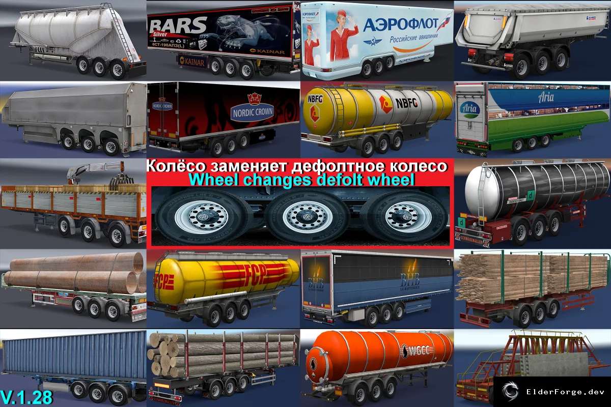 Обложка мода: Wheel Changes – новые колёса для прицепов в Euro Truck Simulator 2 (v1.0)