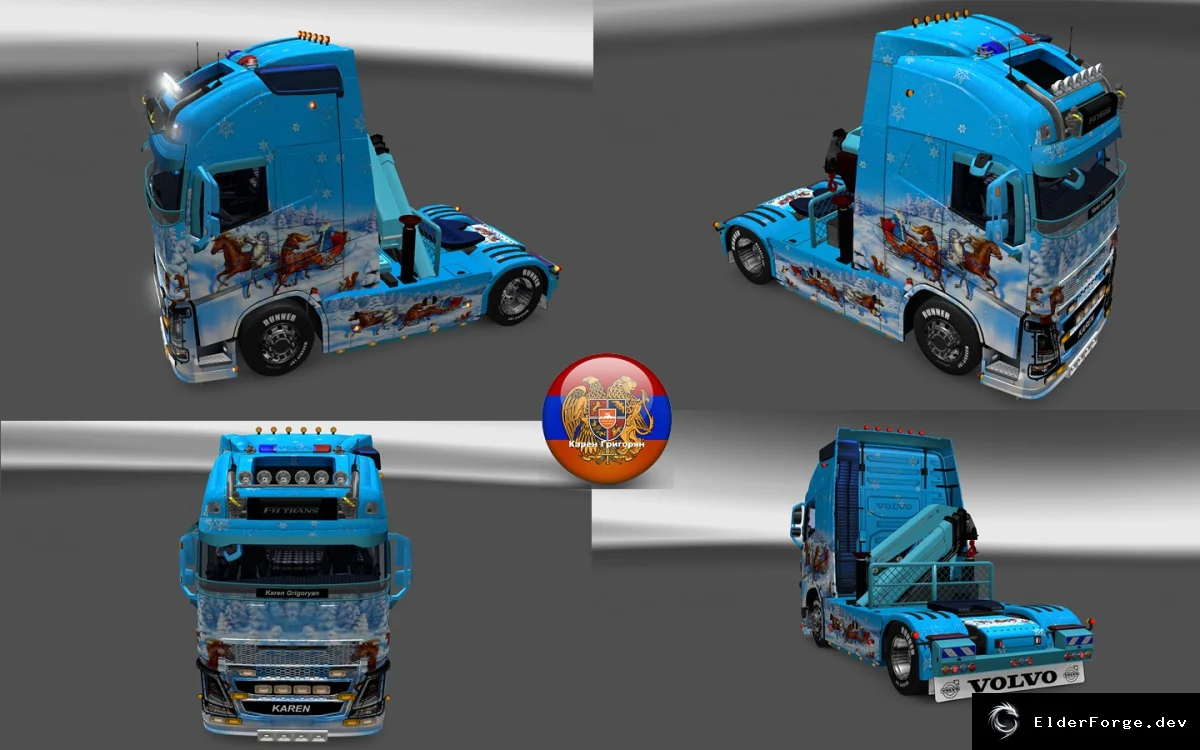 Обложка мода: Winter Forest Skin Pack for Volvo 2012‑2013 + Double‑Deck Trailer – ETS2
