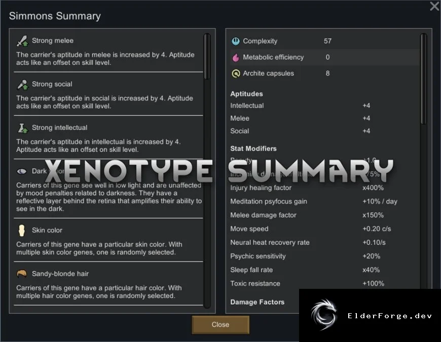 Xenotype Summary – Сводка ксенотипов для RimWorld