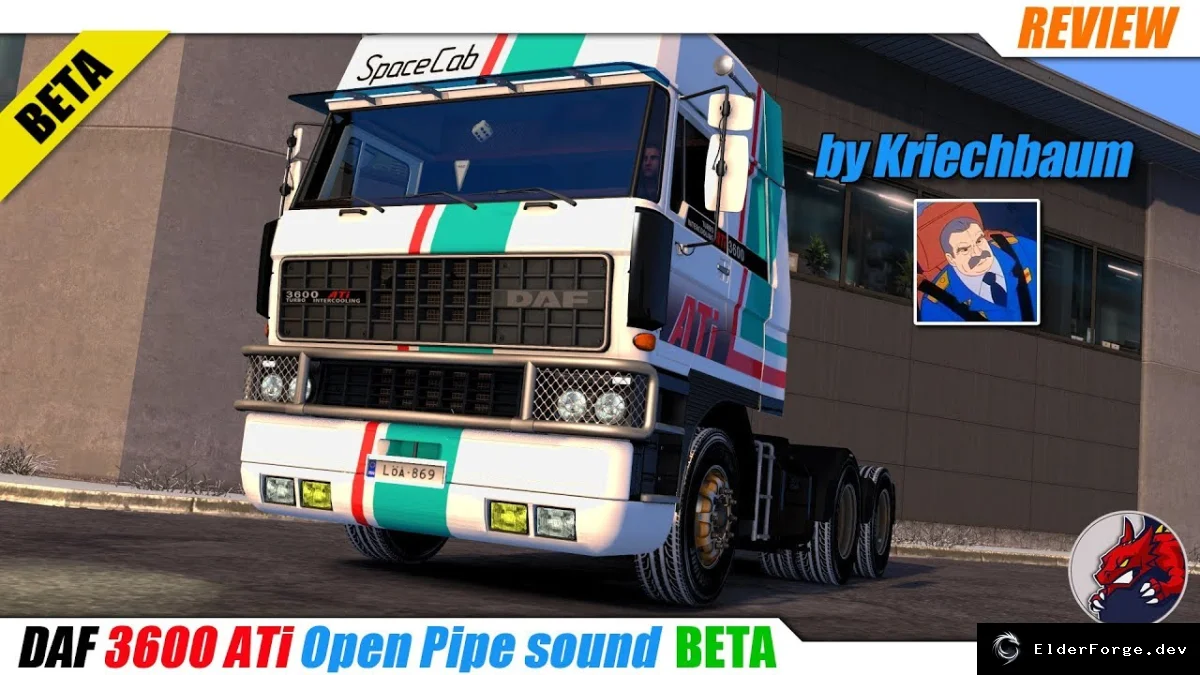 Обложка мода: Звук DAF 3600 ATi Open Pipe BETA для Euro Truck Simulator 2 – улучшенный крутящий момент