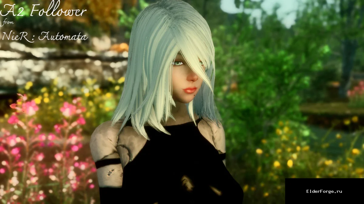 Обложка мода: A2 спутница из NieR Automata — новый норд‑танк для Skyrim LE