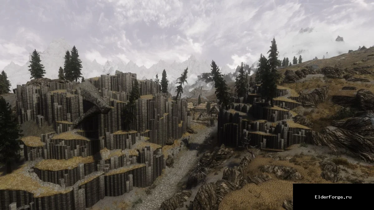 Обложка мода: Базальтовые скалы в Рорикстеде – визуальный мод для Skyrim SE