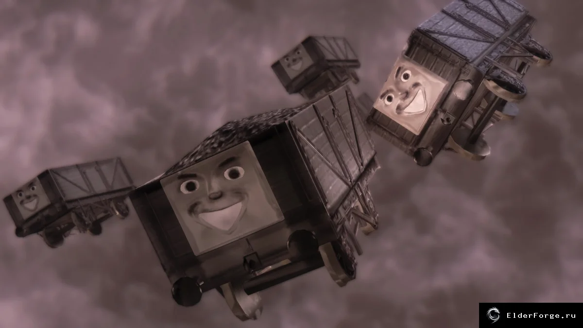 Обложка мода: Безумные драконы — драконы в образе Thomas the Tank Engine для Skyrim LE