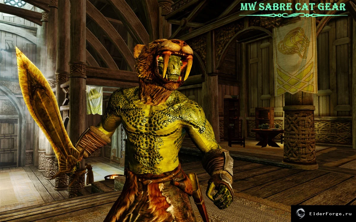 Обложка мода: Броня Саблезуба для Skyrim LE – уникальный набор доспехов