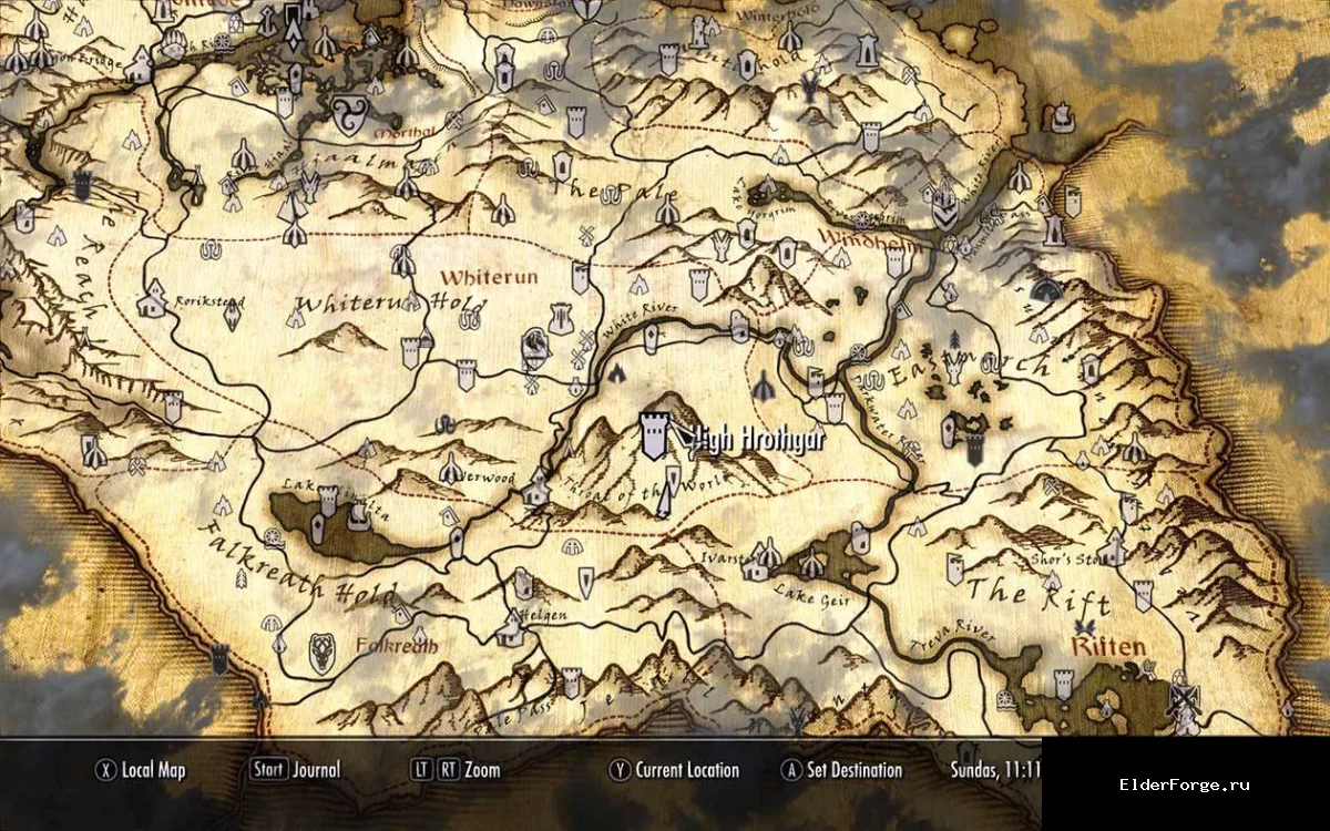 Обложка мода: Бумажная карта от MoonD — стилизованная карта мира для Skyrim LE