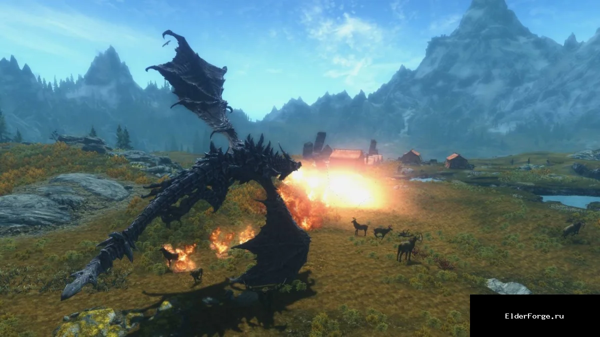 Обложка мода: Burning Skies – превратись в дракона в Skyrim Legendary Edition