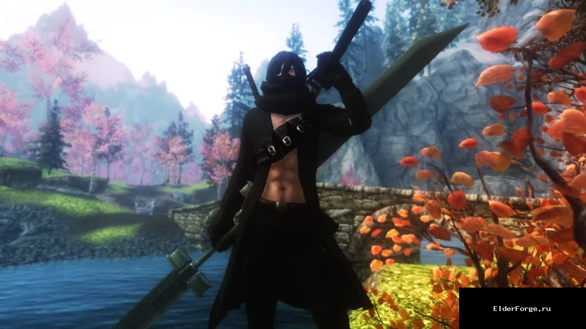 Обложка мода: Черная броня мечника для Skyrim LE – полный комплект с маской и крыльями